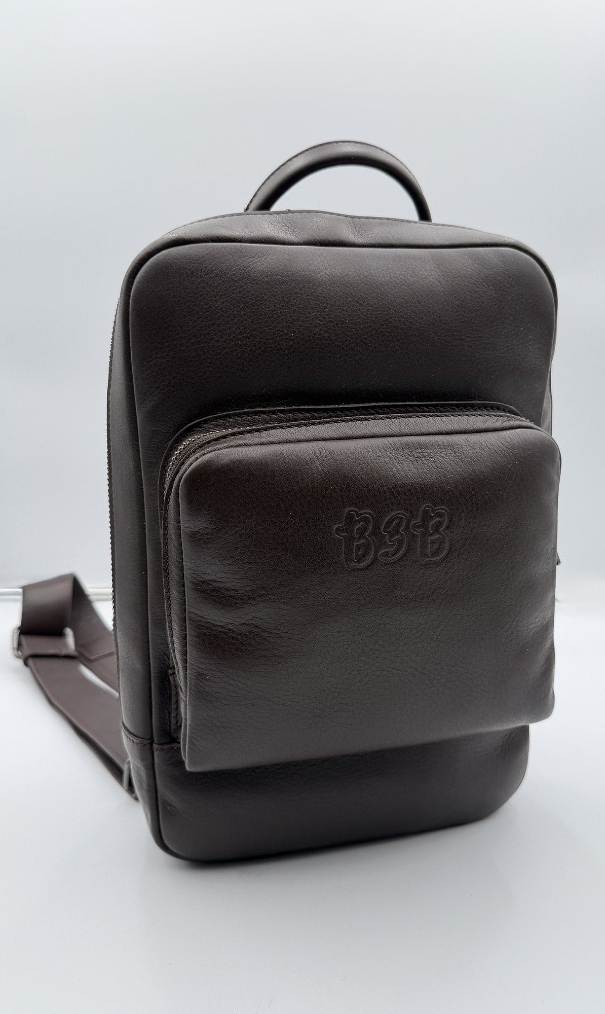 Sling Bag in chocolate brown, side view